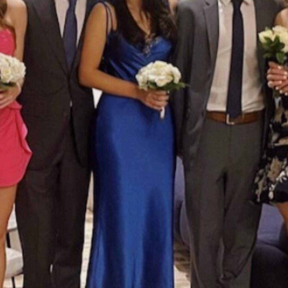 Hello Molly Blue Slip Dress with Custom Neckline